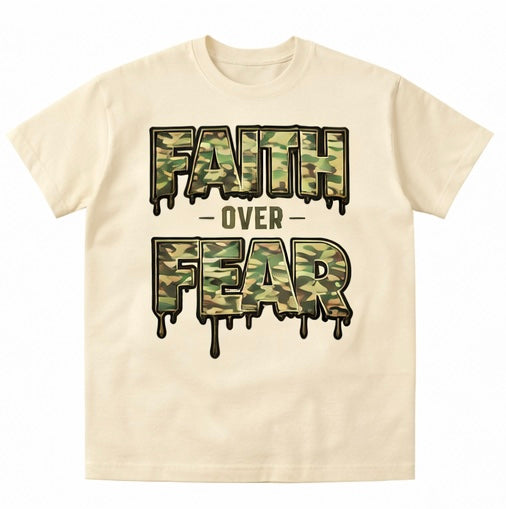 Faith over fear Camo Drip Tee