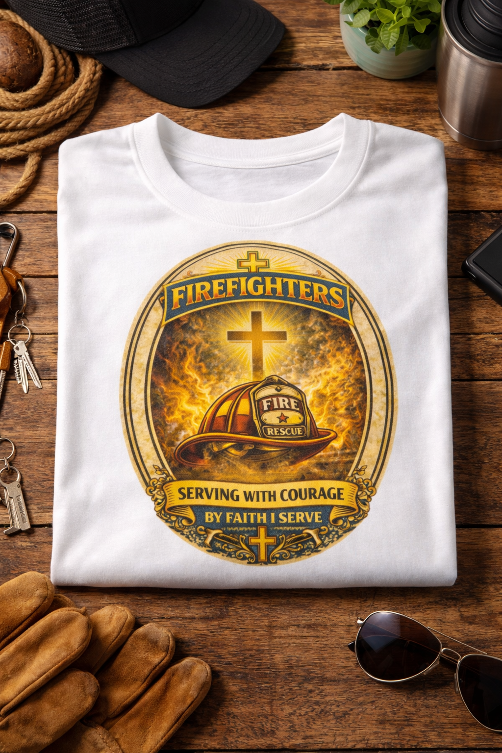 Firefighters – Serving With Courage | By Faith I Serve Tee