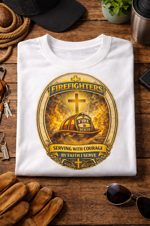 Firefighters – Serving With Courage | By Faith I Serve Tee