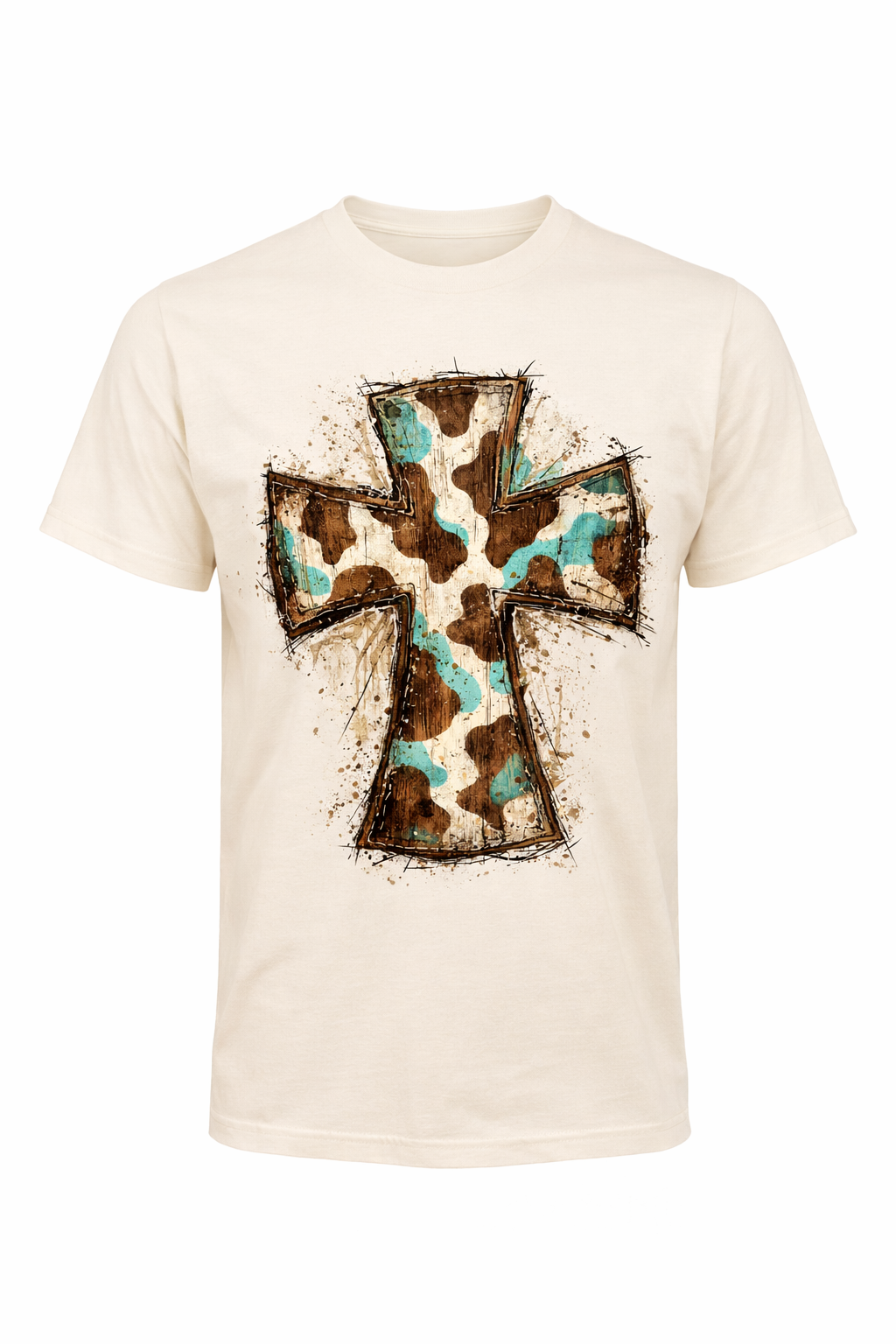 Western Cow Print Cross Graphic Tee