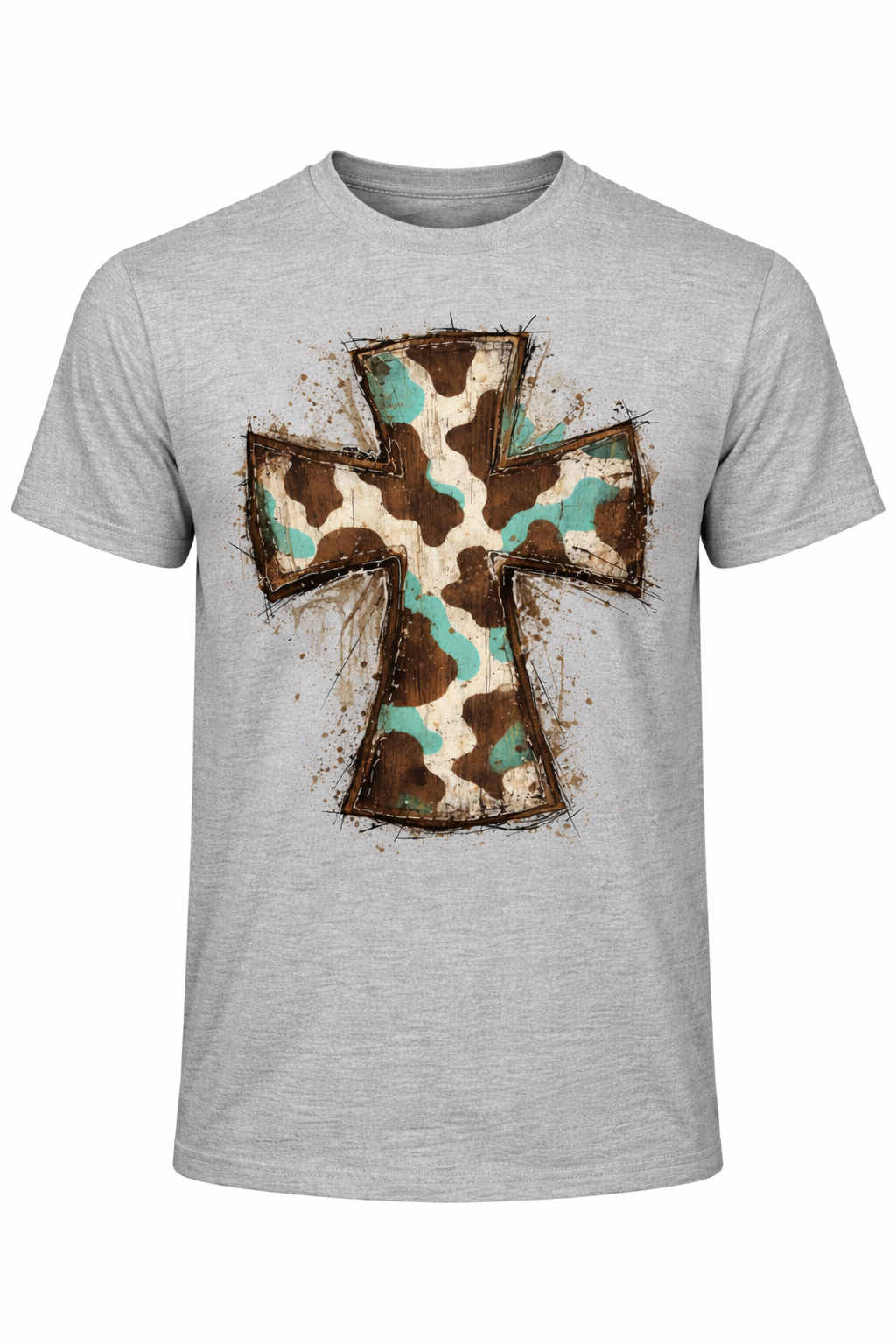 Western Cow Print Cross Graphic Tee
