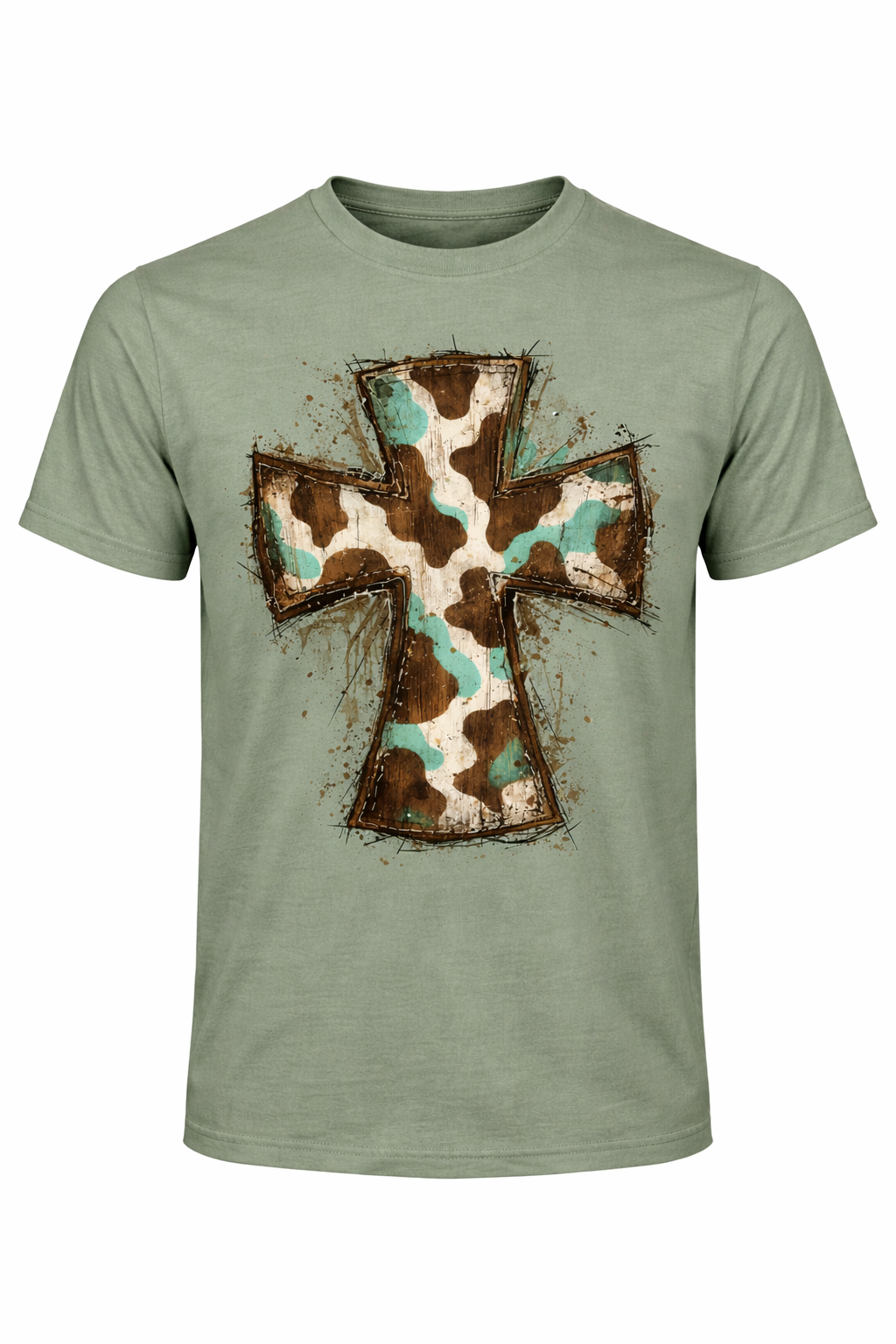 Western Cow Print Cross Graphic Tee