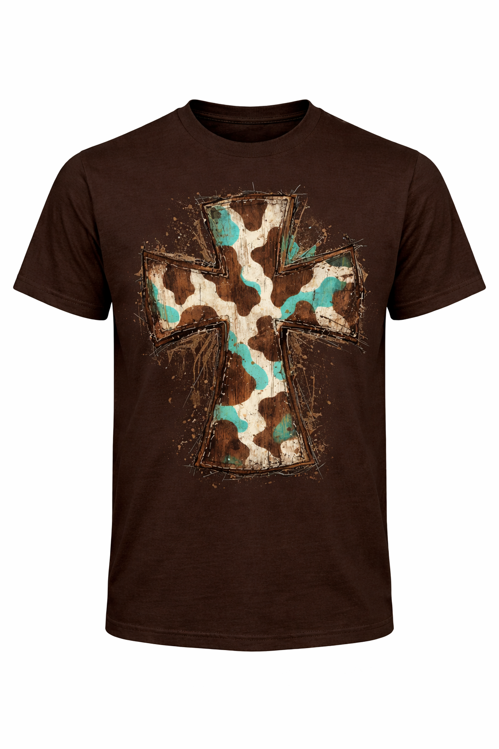 Western Cow Print Cross Graphic Tee